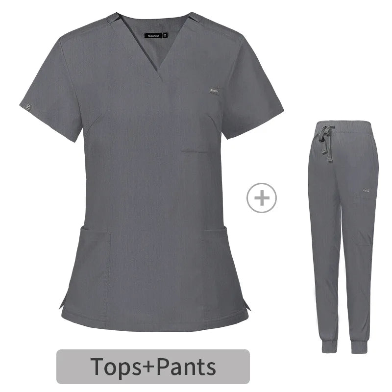72% Polyester 22% Rayon 6% Spandex Jogger Pant Dry Fashion Nursing Hospital Uniform Scrubs Suit Short Sleeve Scrub Uniform Sets