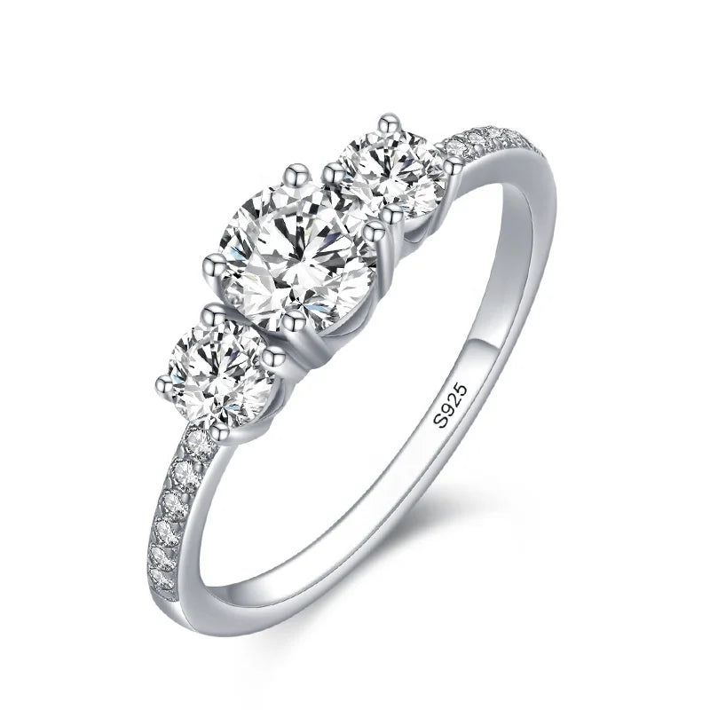 JZ1487 Custom Cubic Zirconia Eternity Rings Women CZ Jewelry Promise Engagement Wedding Three Stone 925 Sterling Silver Rings