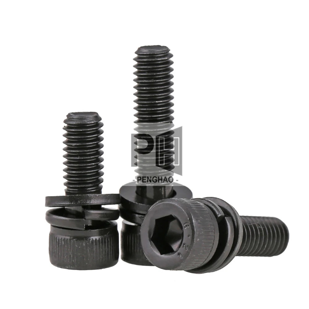 SEMS Combination Cup Screws M3 M4 M5 M6 M8 M10 M12 Grade 12.9 Alloy Steel Washers Bolt Oxide Hex Hexagon Socket Cap Head Screw
