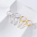 Daidan Pure Silver Earrings 925 Pearl Earrings 18K Gold Plated Three Pearl Hoop Drop Beaded Hoop Earrings