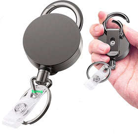 Top Selling Products 2027 Heavy Duty Metal Retractable Badge Holder Reel with Circle Round Carabiner Key Ring