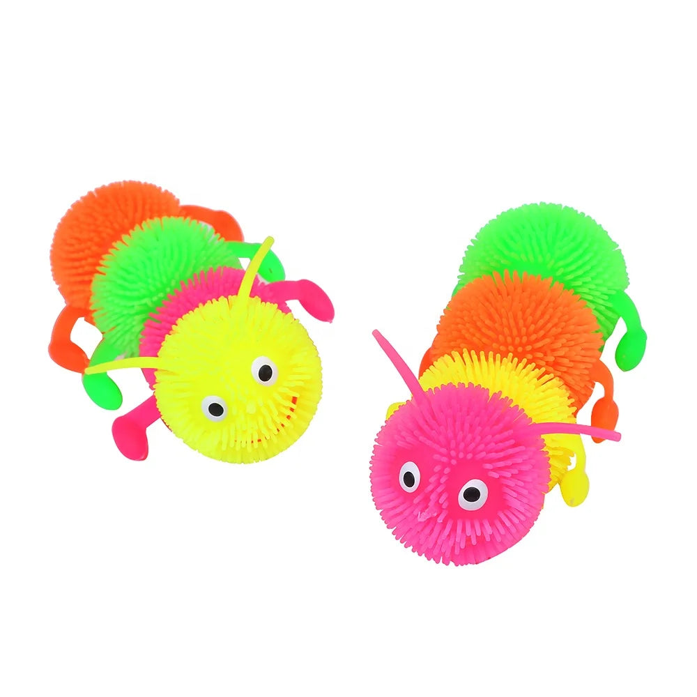 KEHUI Direct Factory Sale Soft Medium Four Parts Worm Puffer Toy Ball TPR Squeeze Stress Relief Fidget Toy for Kids