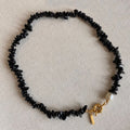 New Personalized Fashion Natural Black Stone Bead Freshwater Baroque Pearl Necklace Women Gifts Factory Custom Jewelry