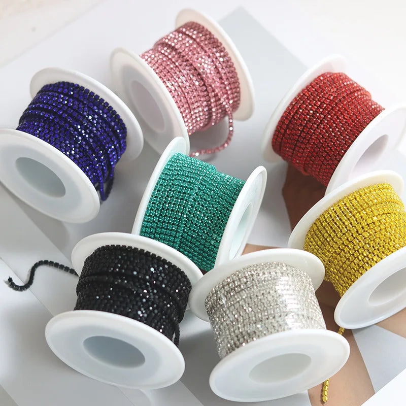 Cross-border Electrophoretic Color Single-row Rhinestone Cup Chain Diy 2mm Rhinestone Trim