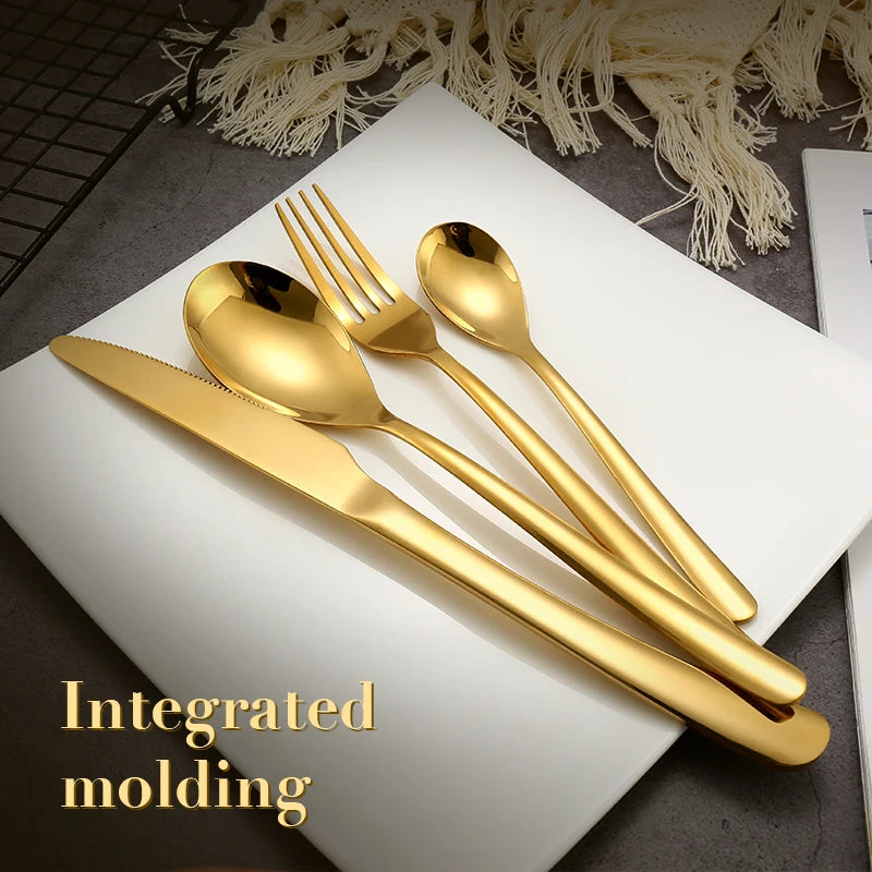 Wholesale Cheap PVD Coating Cutlery Stainless Steel Bulk Gold Black Color Handle Flatware Set With Custom Logo