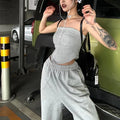 2025 New Fashion 100% Cotton 2 Piece Tube Crop Top High Waist Pants Set for Women Summer Women'S Sets