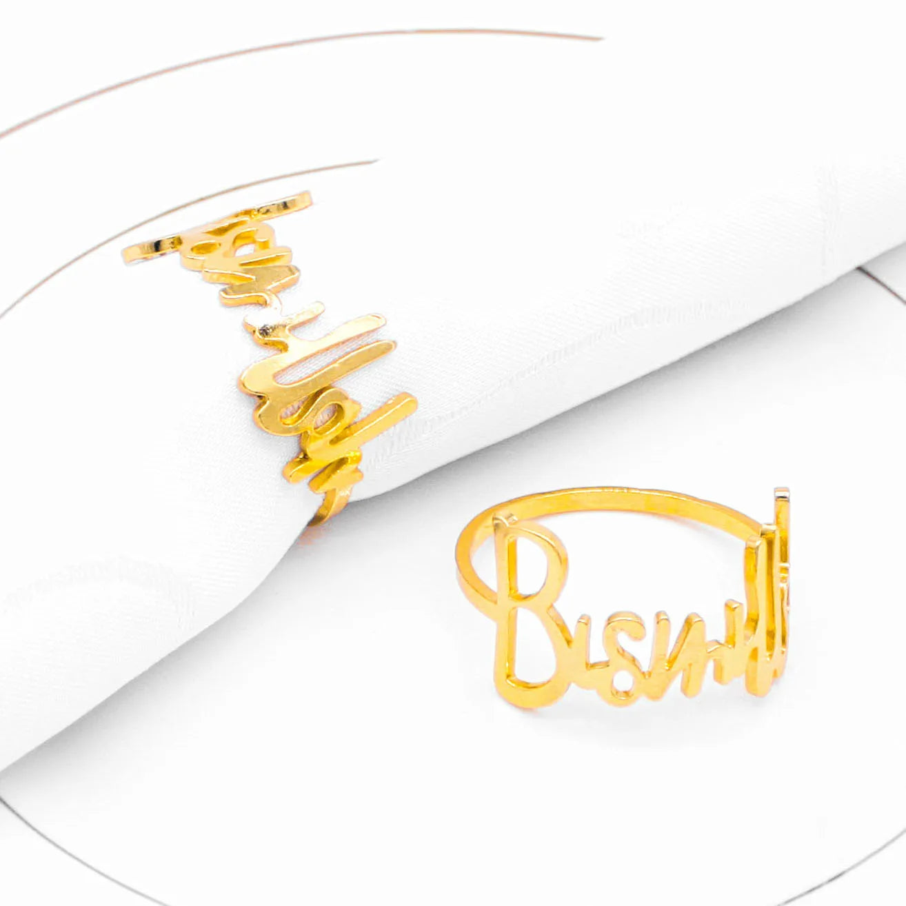 Hot Sale Metal Napkin Ring Letter Bismillah Napkin Ring for Party