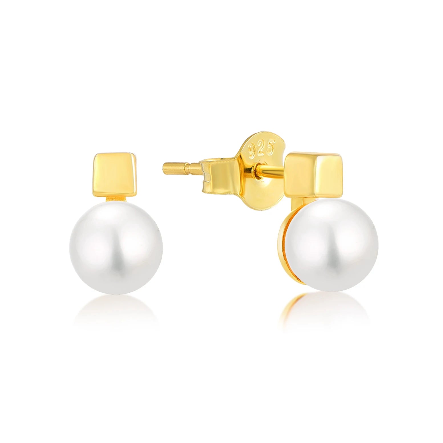 LULUFOCUS Luxury Solid Brush 925 Sterling Silver Stud Earrings For Women Fine Jewelry Imitation Pearl Jewelry