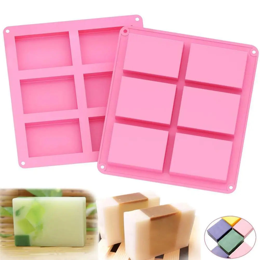 6-Cavity Plain Rectangle Soap Mold Silicone Craft DIY Cake Making Mould  Craft Soap Making