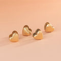 Waterproof Minimalist Jewelry 18K Gold Plated Double Heart Shaped Striped Texture Stainless Steel Stud Earrings Jewelry Girls