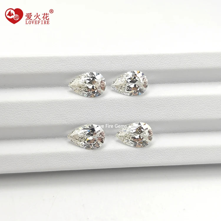 Wuzhou Artificial Stones 5A Grade Pear Cut Warm G White Color Loose Gemstones Synthetic CZ Cubic Zirconia