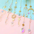 Crystals Wind Chime Suncatcher Golden Butterfly Pendant Rainbow Prism Stained Glass Ornament Crafts Home Garden Decor