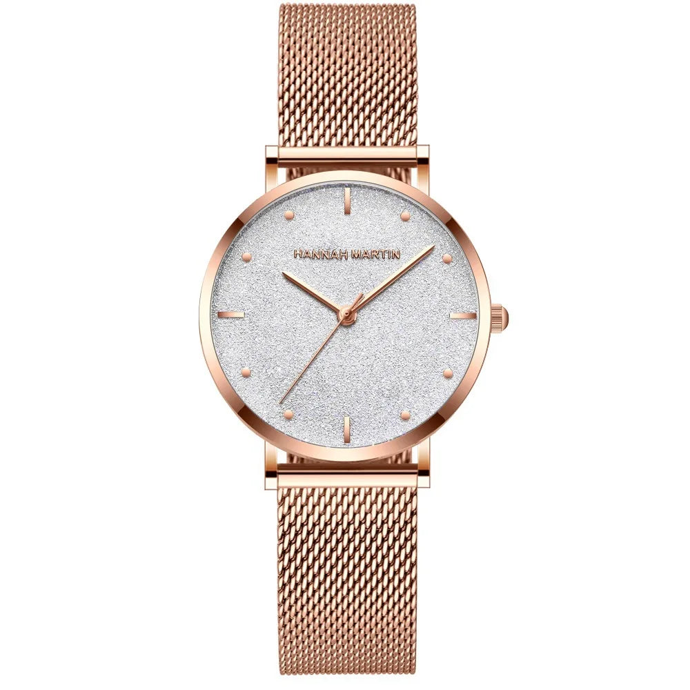 Fenyi Wholesale Fashion Modern Business Casual Japanese Movement Stainless Steel Mesh Strap Frosted Starry Sky Watch for Women