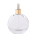 60ml  2oz Flat Round Oblate Clear  Thick Bottom Glass Oil Serum Dropper Bottle  for Essential Oil