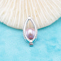 C030098 Sterling Silver Freshwater Pearl Cage Pendant Necklace Jewelry Locket for Pearl Party