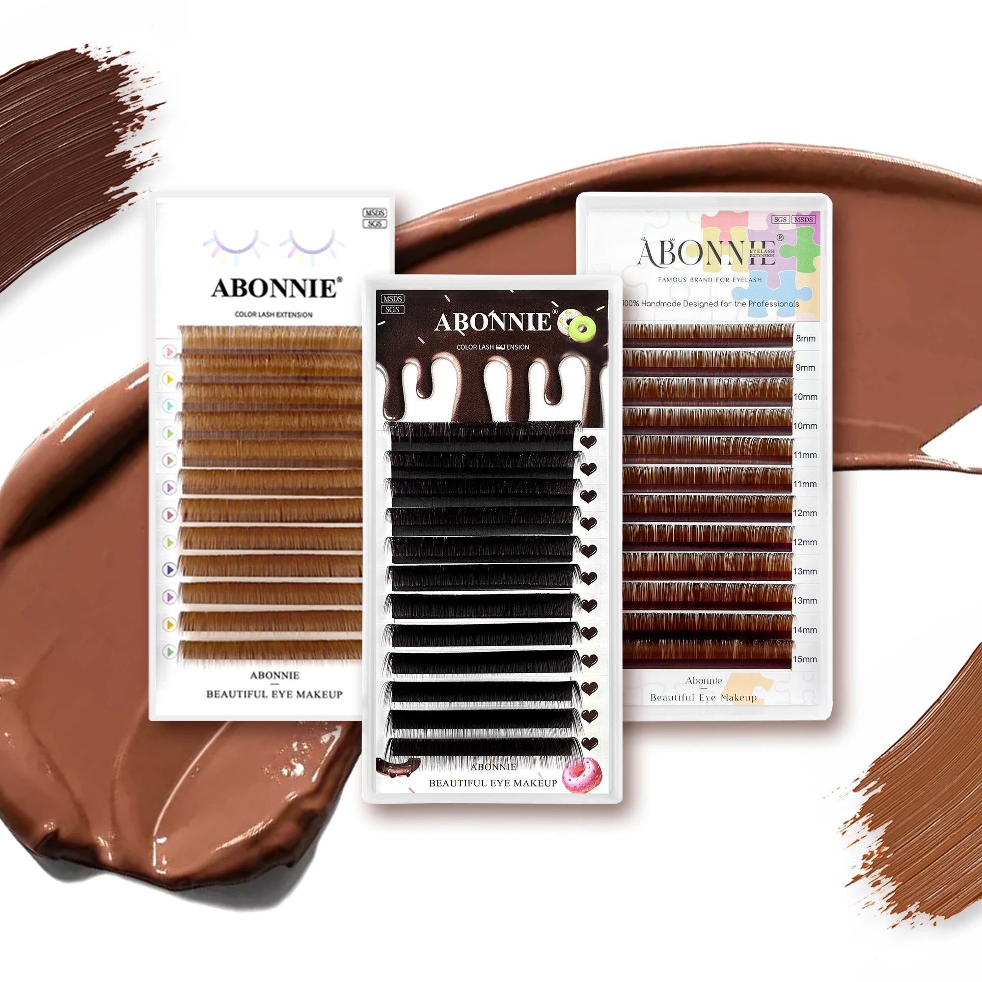 Abonnie Handmade Coloured Eyelash Extensions Supplies Cashmere Dark Brown Lash Trays 0.03 0.07 Wholesale Brown Lash Extension