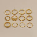 For Custom Brass Vintage Gold Plated Punk Crystal Leaf Wave Geometric Women's Knuckle Rings Set 2024