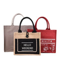 Custom Design Large Jute Burlap Shopping Tote Jute Bag With Soft Cotton Handles for Traveling