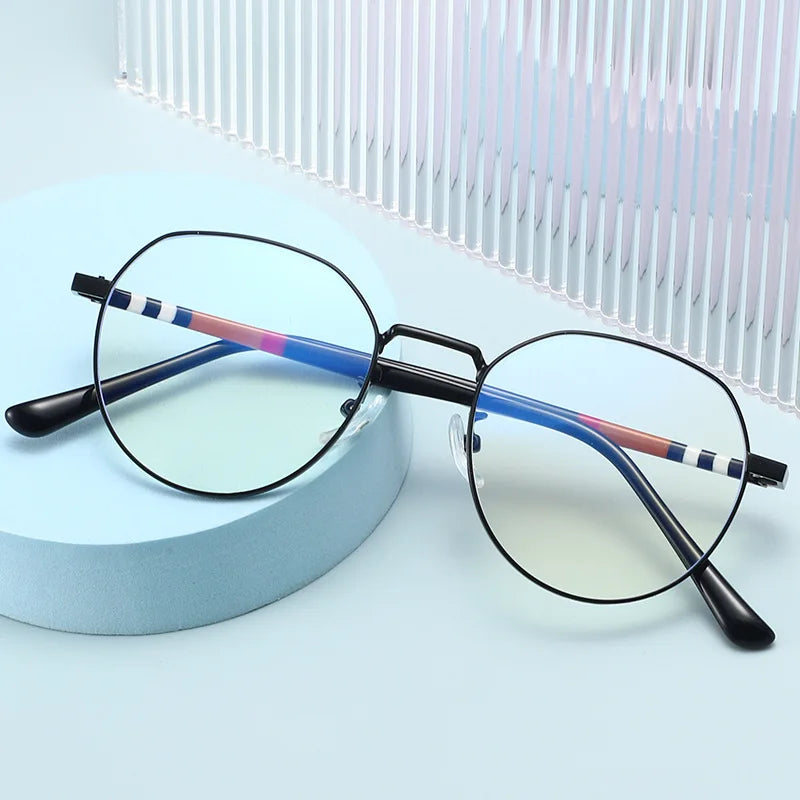 New Design Optical Round Metal Eyeglasses Frames Anti Blue Glasses for All Face Computer Blocking Ray Photogray Photochromic