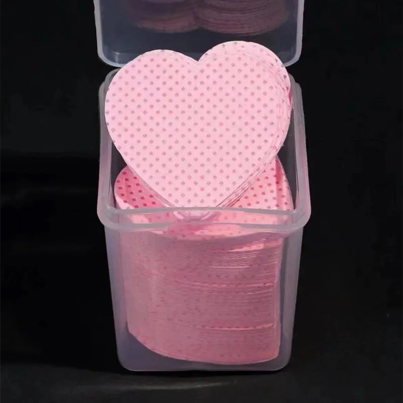 Private Label Square Heart Shaped Eyelash Glue Remover Wipe Tool for Removing Eyelash Extension Adhesive Lash Glue Nozzle Wipes