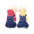 Custom Logo Branded Striped Denim Cotton Leisure Pet Dog Jeans Hoodie for Spring and Summer