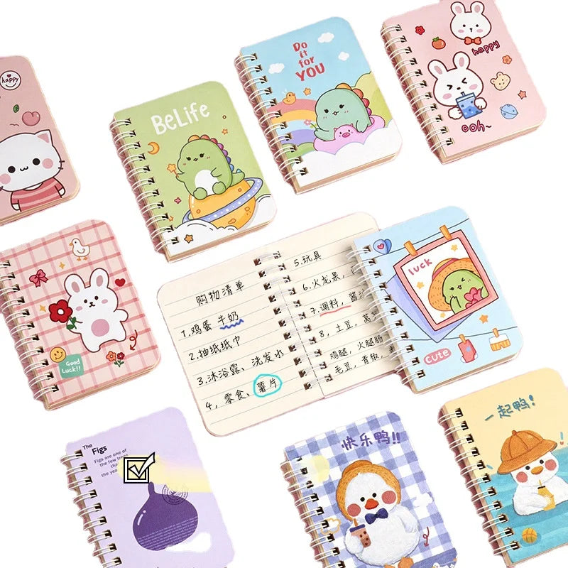 Small Coil Book Cartoon Notebook A7 Cute Mini Portable Pocket Notepad Elementary School Student Gift