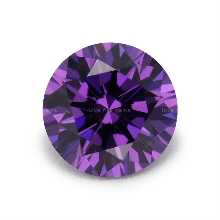 Wholesale Loose Gemstones Round Brillant Cut Cz Stone Amethyst Color 5A Cubic Zirconia Stones
