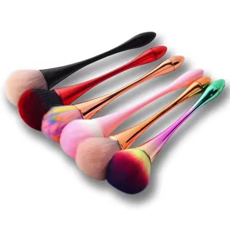 Professional Large Mineral Powder Makeup Nail Face Cleaning Brush Soft Fluffy Colorful with Long Handle Made of Plastic