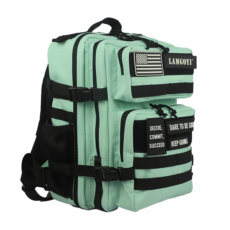 Factory Wholesale Oxford 900D 45L Waterproof Molle Fashion Polyester Hiking Camping Sports Mint Green Tactical Backpack