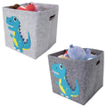 Cartoon Animal Embroidered Fabric Storage Box Square Storage Basket for Toy Organization