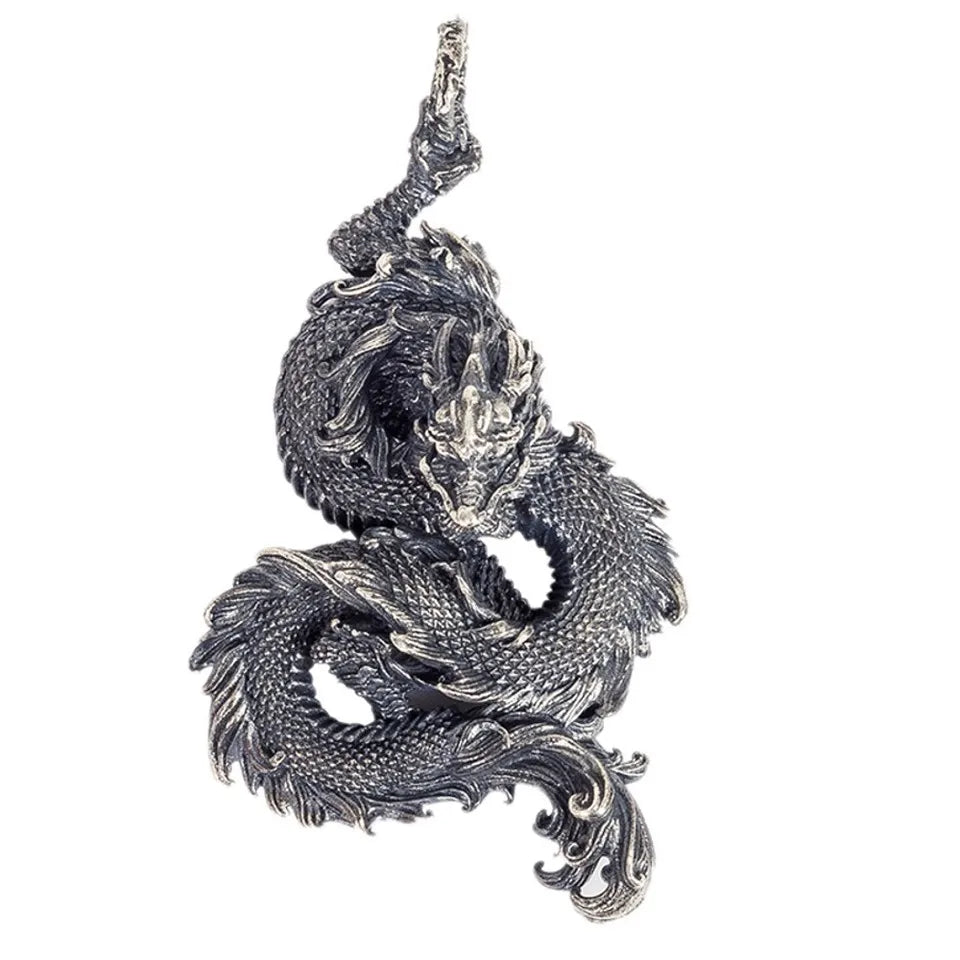 BOCAI Retro Vintage Style New Solid S925 Sterling Silver Dragon Pendant Good Luck Jewelry Men Pendant Dropshipping