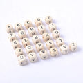 Good Quality Diy Children Jewelry Accessories Lotus Wooden Alphabet Letter Cube square Wood Beads
