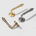 Brass Modern Privacy Passage Lock Set Stripe Lever Panel US Standard for 2-1/8" Hole Interior Door Closet Dummy Hotel Bathroom