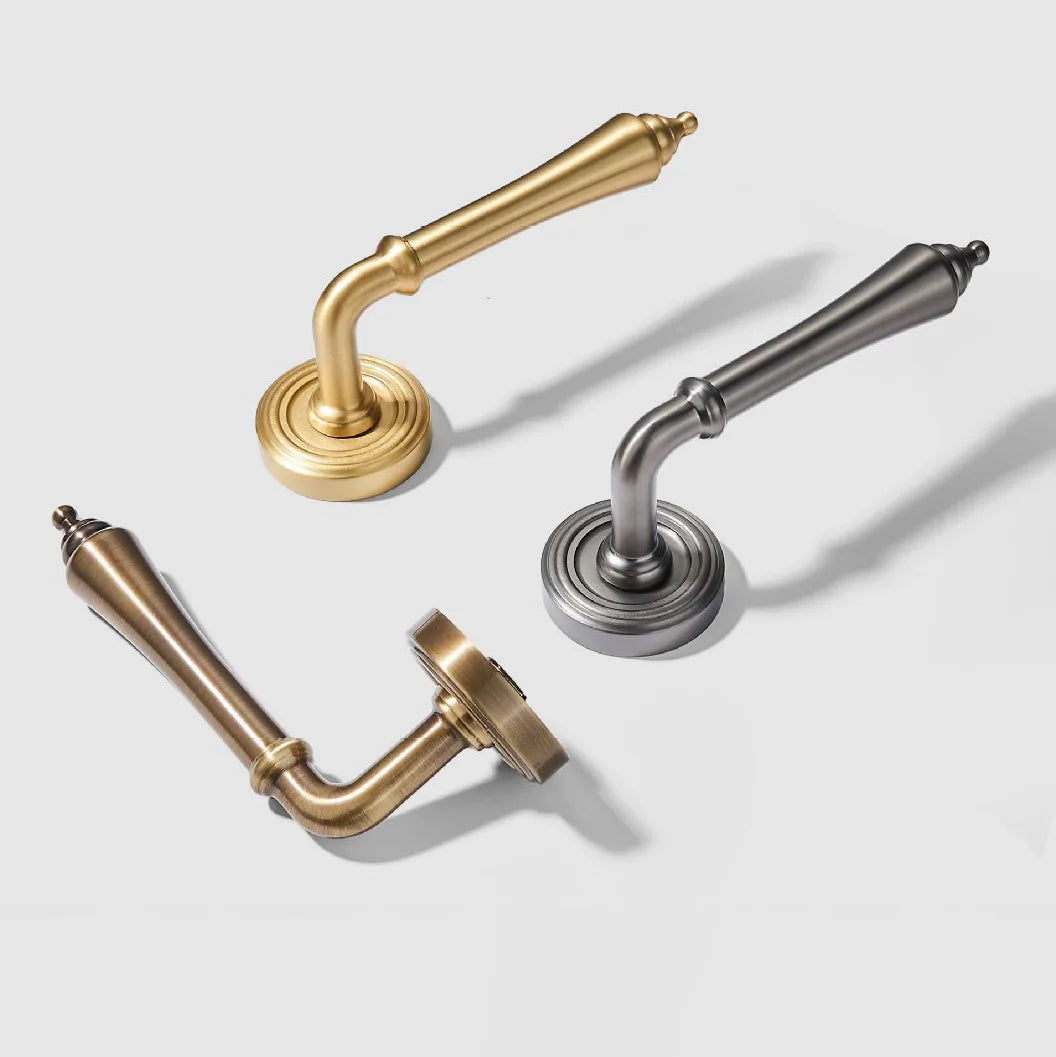 Brass Modern Privacy Passage Lock Set Stripe Lever Panel US Standard for 2-1/8" Hole Interior Door Closet Dummy Hotel Bathroom