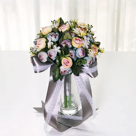 O-X0115 Artificial Silk Flowers Peony Bouquets Bridal Roses Poenies Blossom Flowers Bunches for Wedding Home Decoration