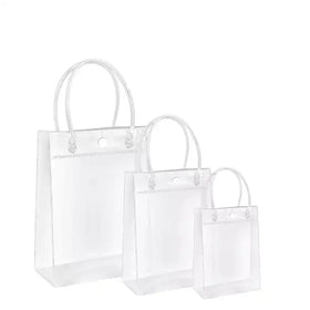 Custom Reusable Top Quality Clear Pvc Plastic Shopping Bag With Logo Waterproof Transparent Handle Bags Packing for Gifts