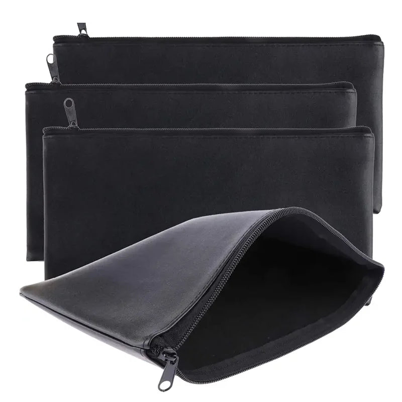 6x11 Inch Leather Security Deposit Bags Utility Zipper Bags for Cash MoneyCheck WalletCosmeticsTools