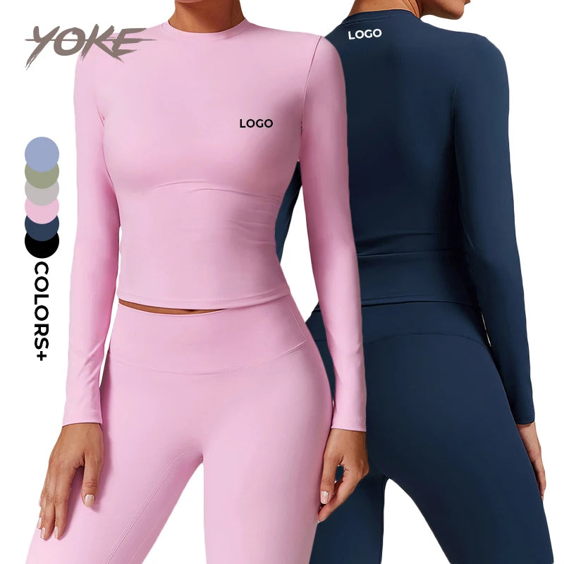 YK Workout Crop Top Active Wear Pilates Workout Running Yoga Workout Clothing Ladies Long Sleeve Long Sleeve T-Shirt