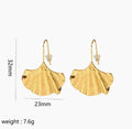 Exaggerated Design Unisex Trendy Fashionable Cute Fine Alloy  Ginkgo Leaf Ear Hook Earrings for Women