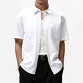 New Design Men's White Shirts Custom logo Single Button Pocket Short Sleeve Breathable Summer Casual Cotton Shirts for Men