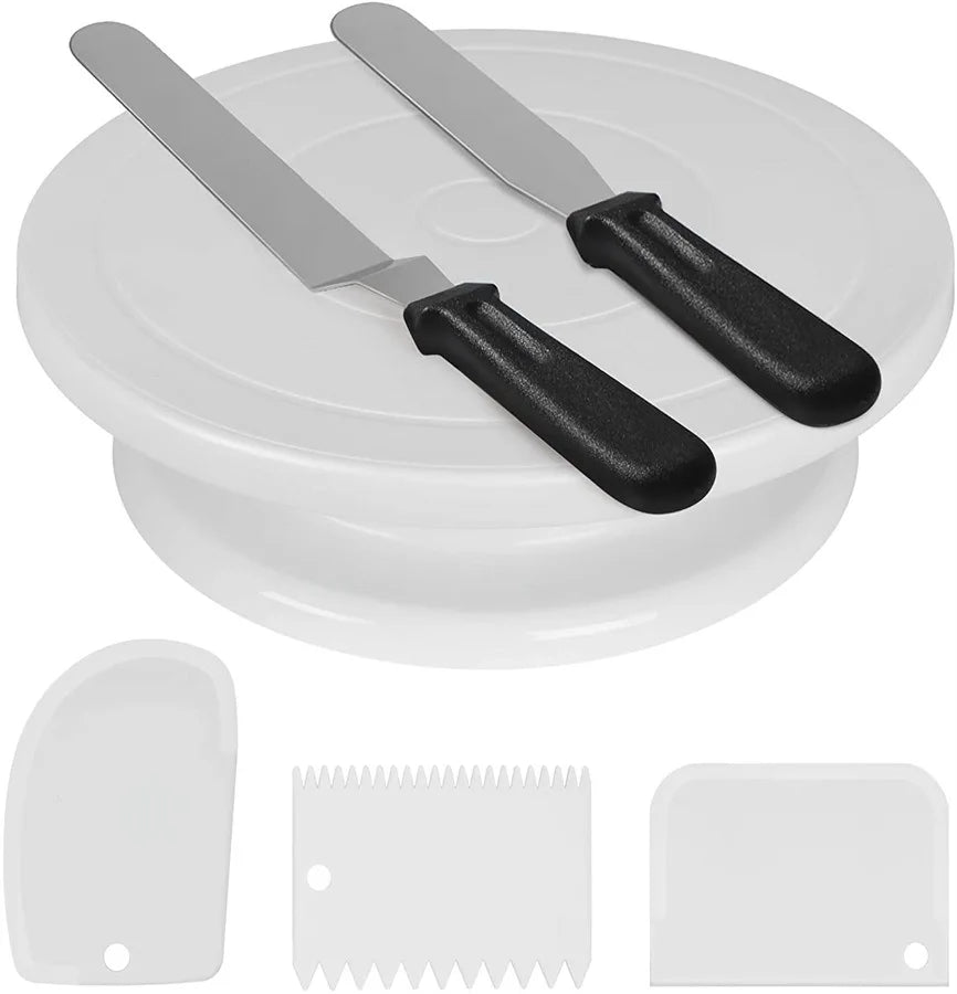 Baking Supplies Cake Decorating Set Cake Tray Turntable Pastry Cake Tools With Stand Suitable for Kids Birthday Party 6pcs