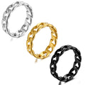 Stainless Steel Band Cuban Link Ring for Men Women Dome Rings Fashion Jewelry 18k Gold Black Plated Hiphop Thumb Rings