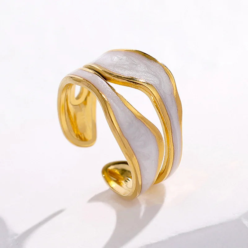BM Classic Waterproof Tarnish Free Stainless Steel 18K Gold Plated Fashion Rings