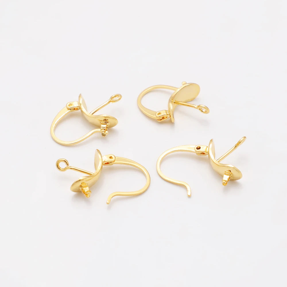 Brass 14k Gold Stud Earrings DIY Gold Plated Earring for Women Minimal Pearl Earrings