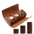 RTS Handmade 3 Slots Custom Roll Vintage Leather Watch Travel Packaging Box case Luxury