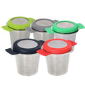 Wholesale Customized Logo Fine Mesh Double Handle Loose Leaf Stainless Steel Tea Infuser Strainer with Lid