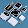 Marble Blue Necklace Earring Packaging White Cardboard Paper Jewelry Box with Sponge UV Coating Embossing for Arranging Jewelry