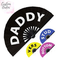 Good Quality 13inch 33cm Custom Printed Advertising Promotion Music Rainbow Large Bamboo Rave Clack Hand Fan