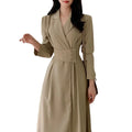 Wholesale 2026 French Style High-end Lapel With a Waistband That Looks Slimmer Than the Knee Length Suit Style Women's Dress