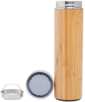 Custom Logo Natural Eco Friendly Stainless Steel 360/450/530ml Water Bamboo Fiber Wooden Drinking Bottle With Filter Cup